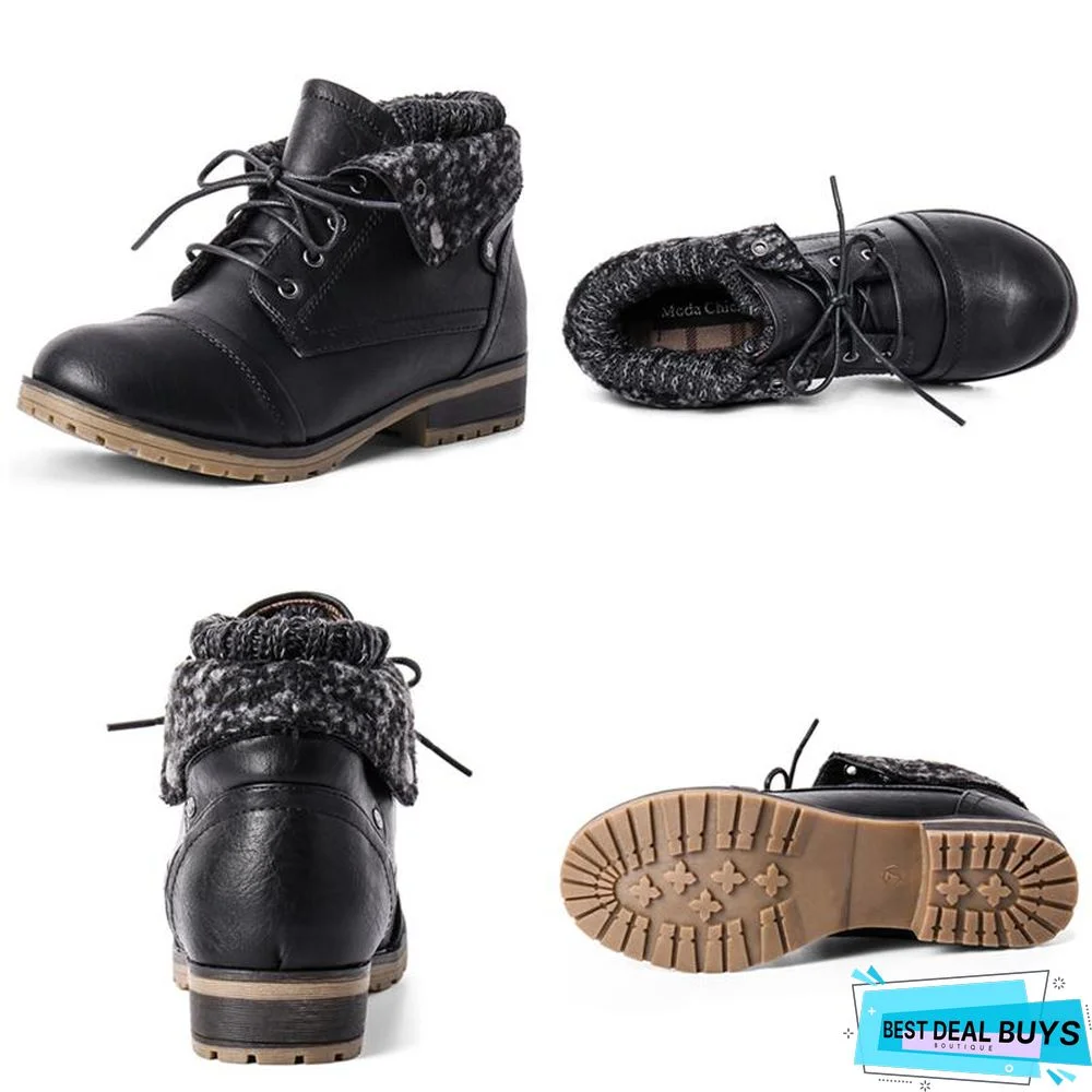 Winter Women's Ankle Boots Shoes Genuine Leather Lace Up Platform Boots Woman Warm Plush Snow Boots Women