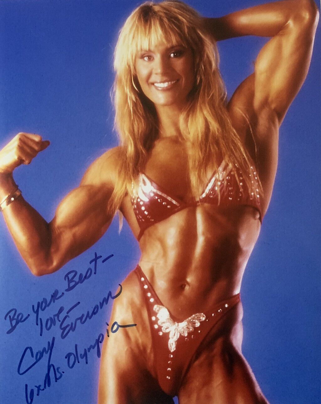 CORY EVERSON HAND SIGNED 8x10 Photo Poster painting FEMALE BODYBUILDER SEXY AUTOGRAPH RARE COA