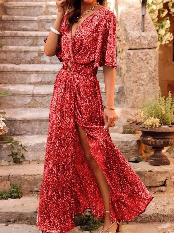 Women's Printed Split Long Skirt Dress