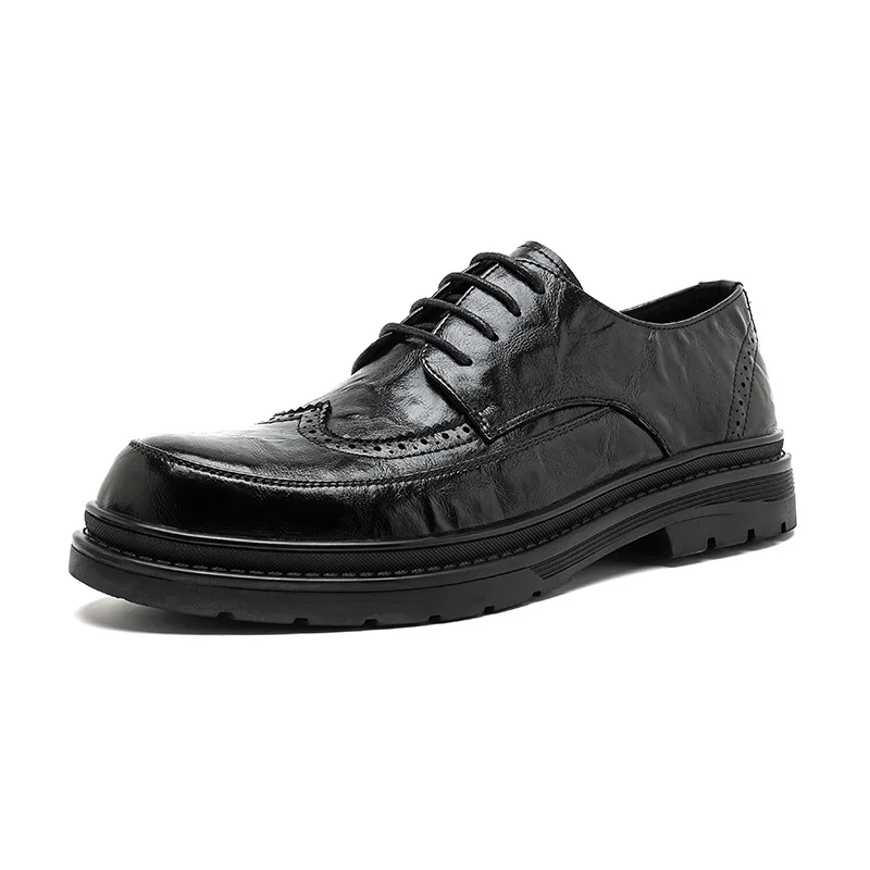 Colourp Colourp New Leather Shoes Breathable Fashion Trend Young British Round Head Business Dress Men's Leather Shoes 99331-R