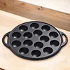 Cast Iron Grilling Pan Cooking Plate 15 Holes Nonstick Octopuses Meat Balls Mold