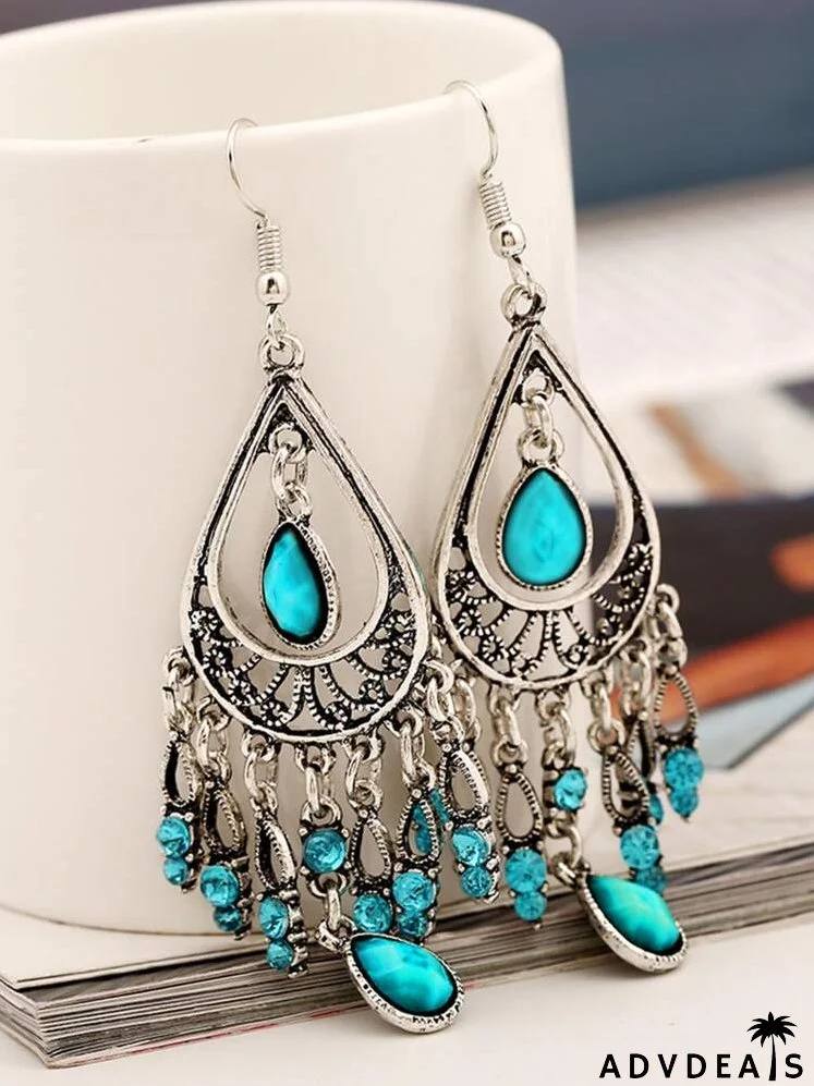 Rhinestone Decor Water Drop Earrings