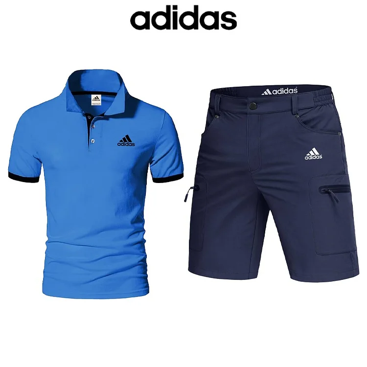 Nowa męska koszulka letnia adidas®, lekka, wygodna i przewiewna (komplet dwuczęściowy)