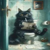 Toilet Cat Reading Newspaper-11CT Stamped Cross Stitch 40*53cm tapestrymarket