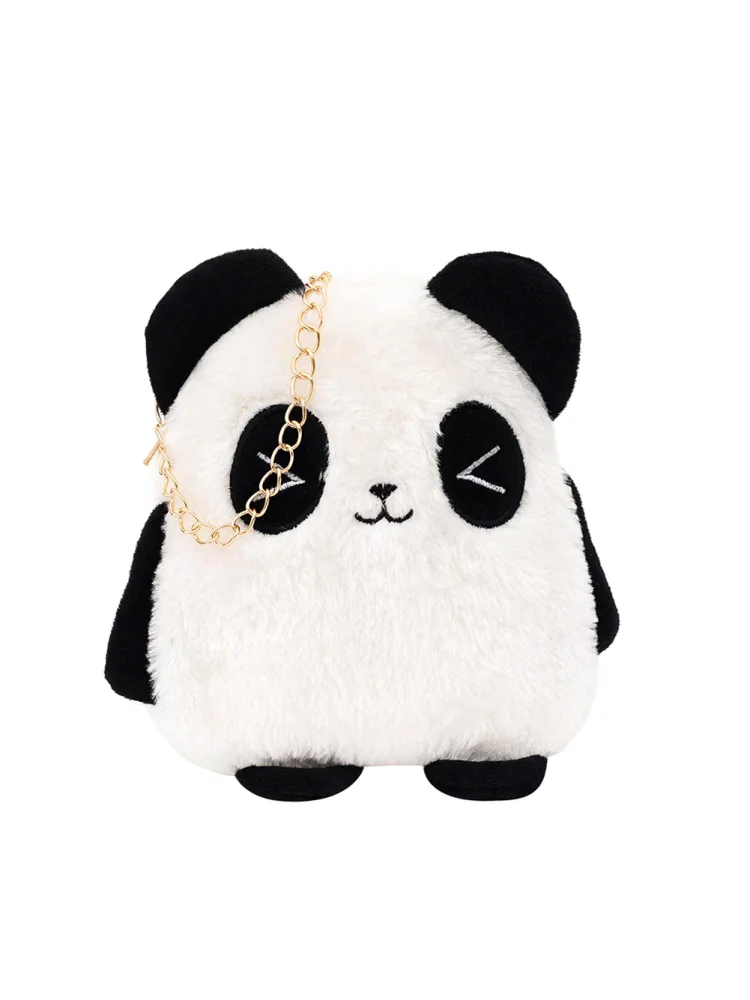 Cute Plush Panda Crossbody Handbag Women Girl Chain Shoulder Bags (Style 1)