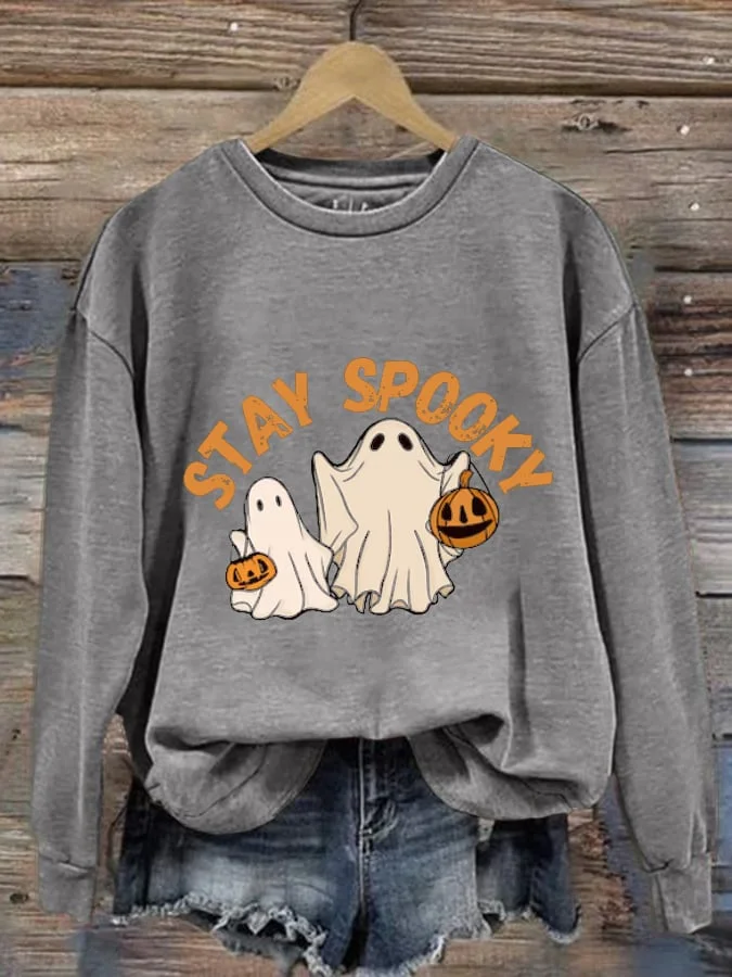 Women's Halloween Printed Casual Round Neck Sweatshirt