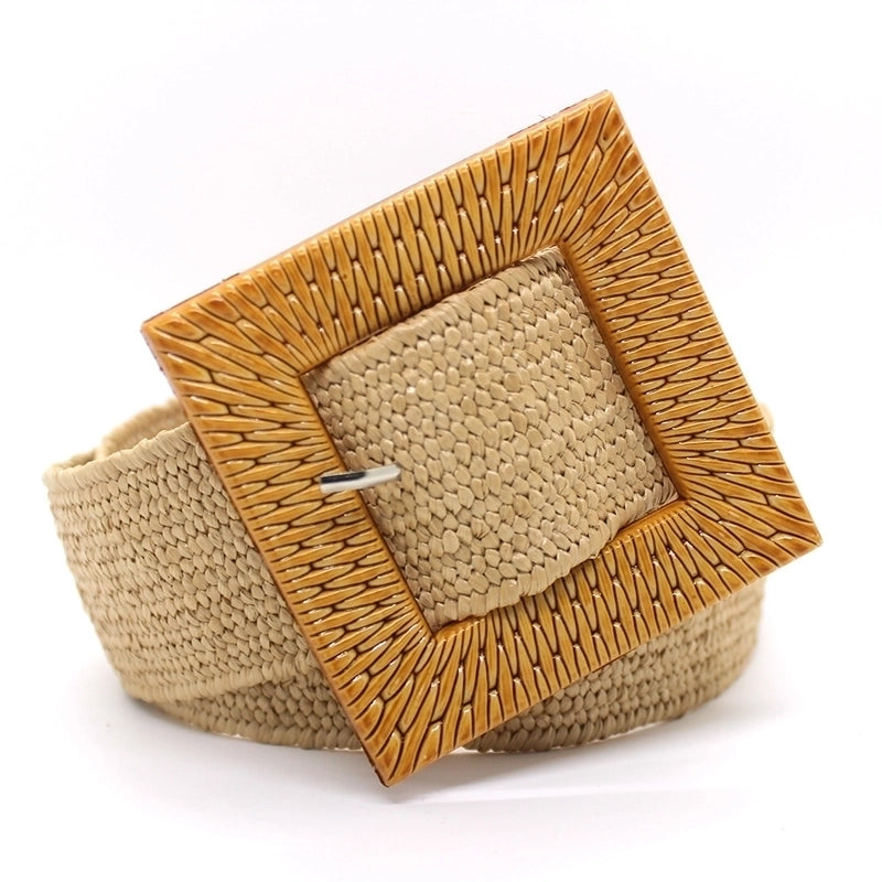 Basic Minimalist Square Straw Women’s Woven Belts