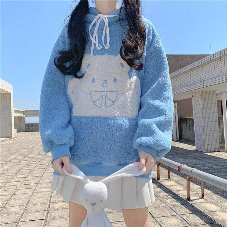 Blue/Khaki Kawaii Bear Hoodie Sweater SP15296