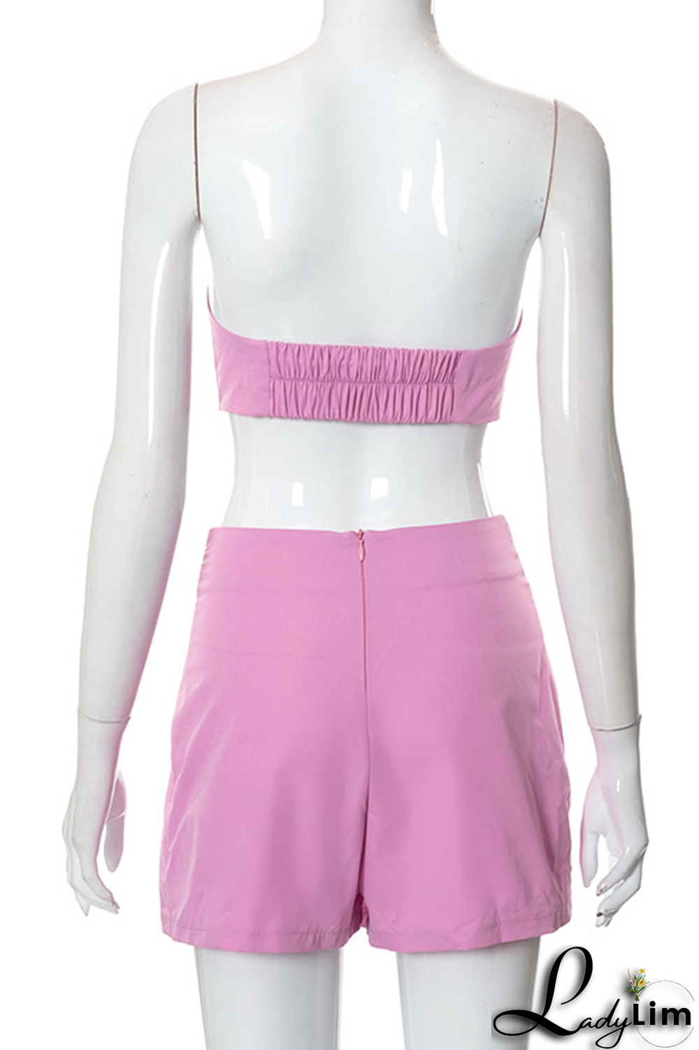 White Sexy Solid Patchwork Strapless Sleeveless Two Pieces