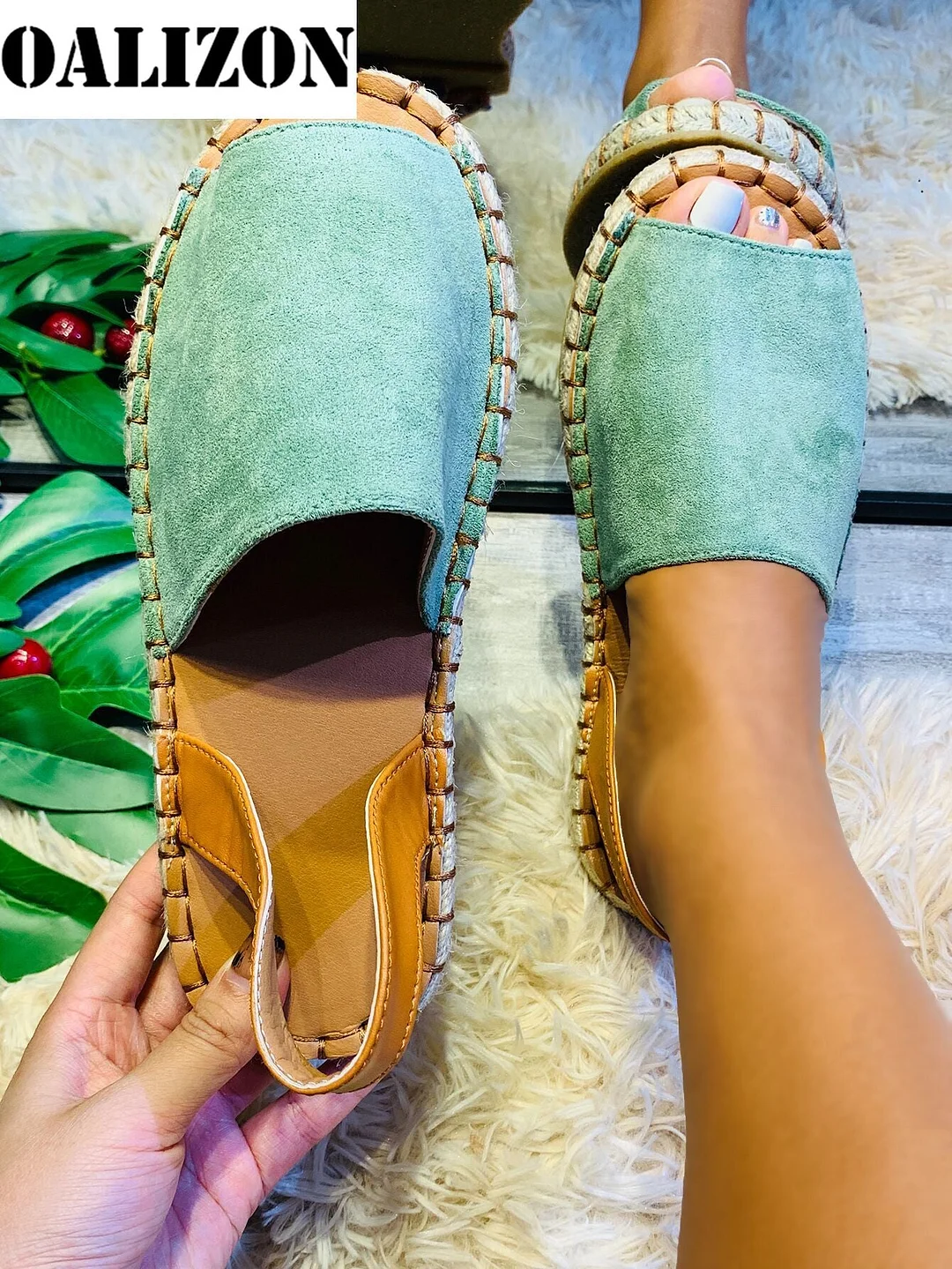 Women Summer Flat Woven Espadrilles Peep Toe Casual Slippers Sandals Shoes Woman Female Flat Flip Flops Slingback Sandals Shoes