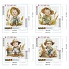 [Stock limit&eacute; - Peinture diamant]【4 pi&egrave;ces/paquet】-Ferme cowboy enfant-plein rond diamant peinture-30 * 30cm