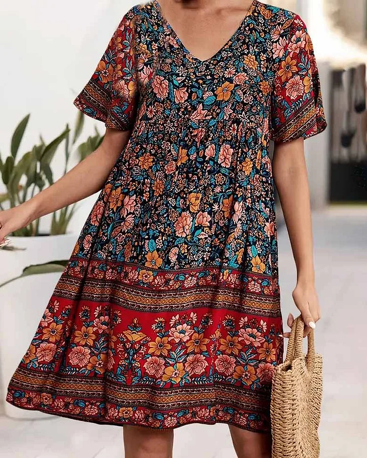 Vibrant Floral Print Dress