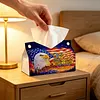 DIY Diamond Art Tissue Box Holder Eagle USA 250 PU Leather Diamond Art Desktop Organizer Resin Rhinestone Storage Organizers Gem Art Home Office Decor Craft Gift