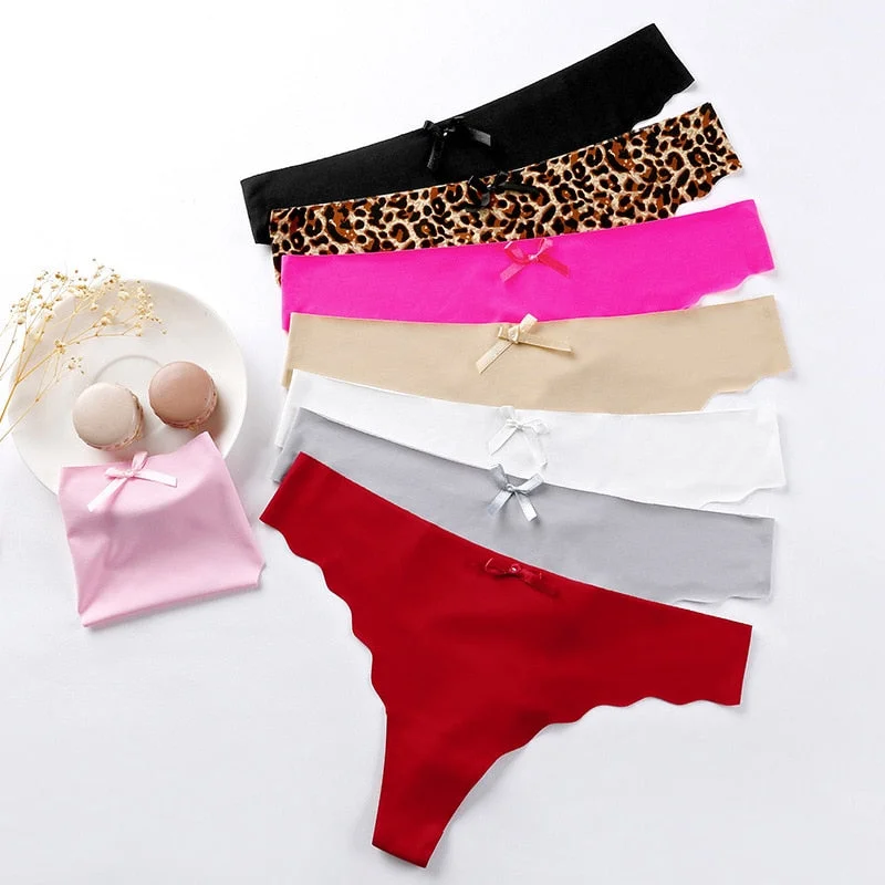 Hot 3Pcs Sexy G String & Thongs Women's Set Panties Solid Female Underwear Mid-Rise Silky Ladies Briefs Comfort Seamless Panties