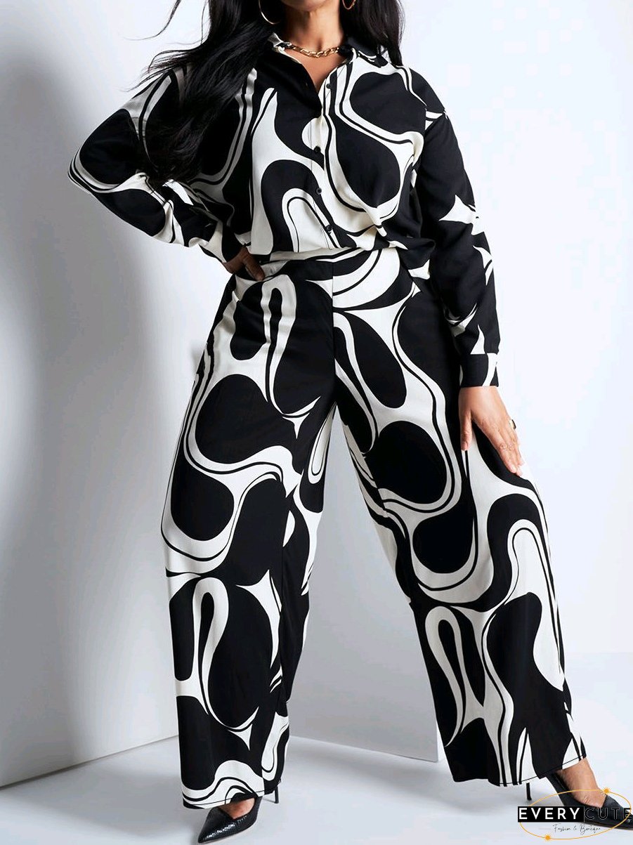 Fashion Casual Comfortable Loose Printed Plus Size Two-Piece Pants Set