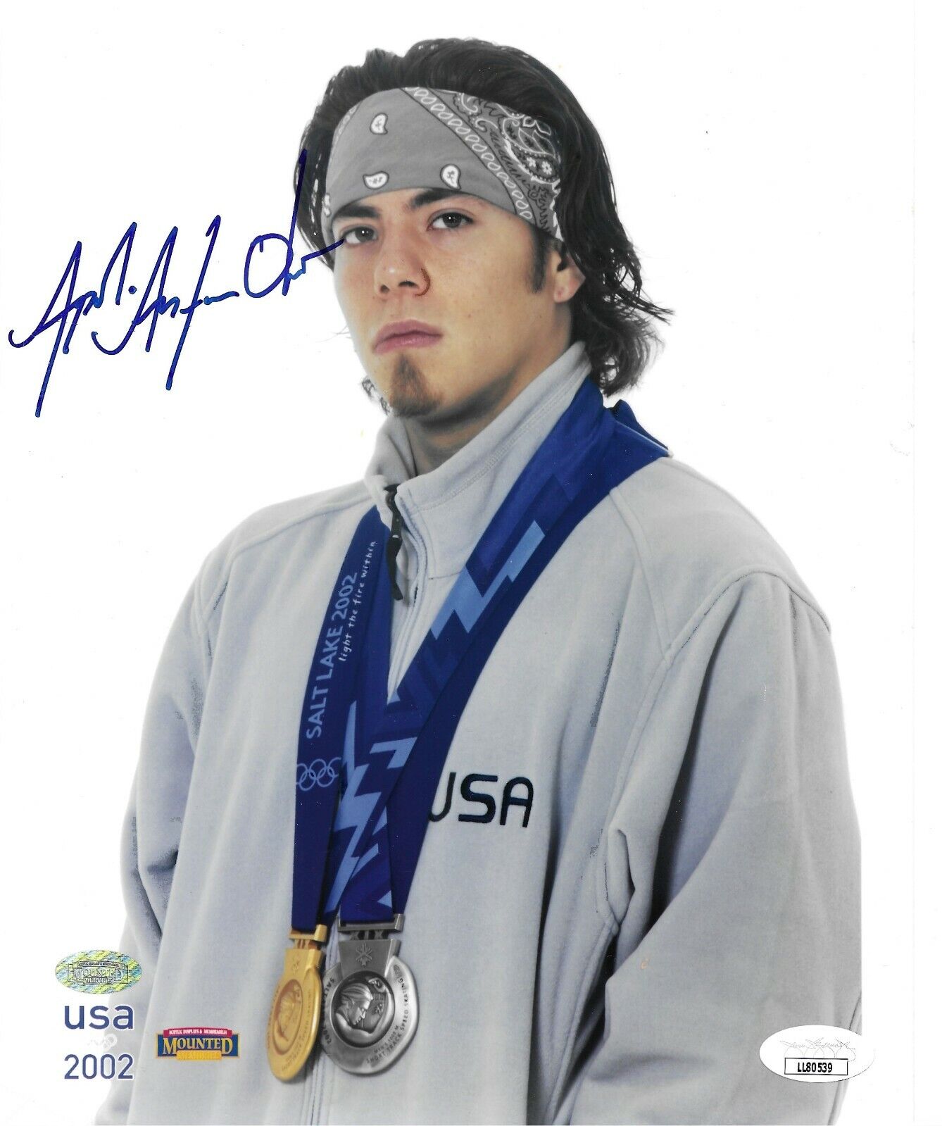 Apolo Ohno Autographed 8x10 Photo Poster painting JSA COA Olympian USA 2002 Track Speed Skater