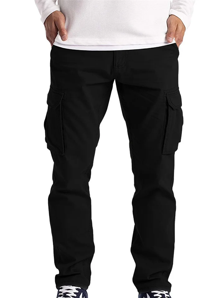 Men's Cargo Pants Trousers Multi Pocket Straight Leg 6 Pocket Plain WorkWear Daily Wear Cotton Blend Casual Black khaki-Cosfine
