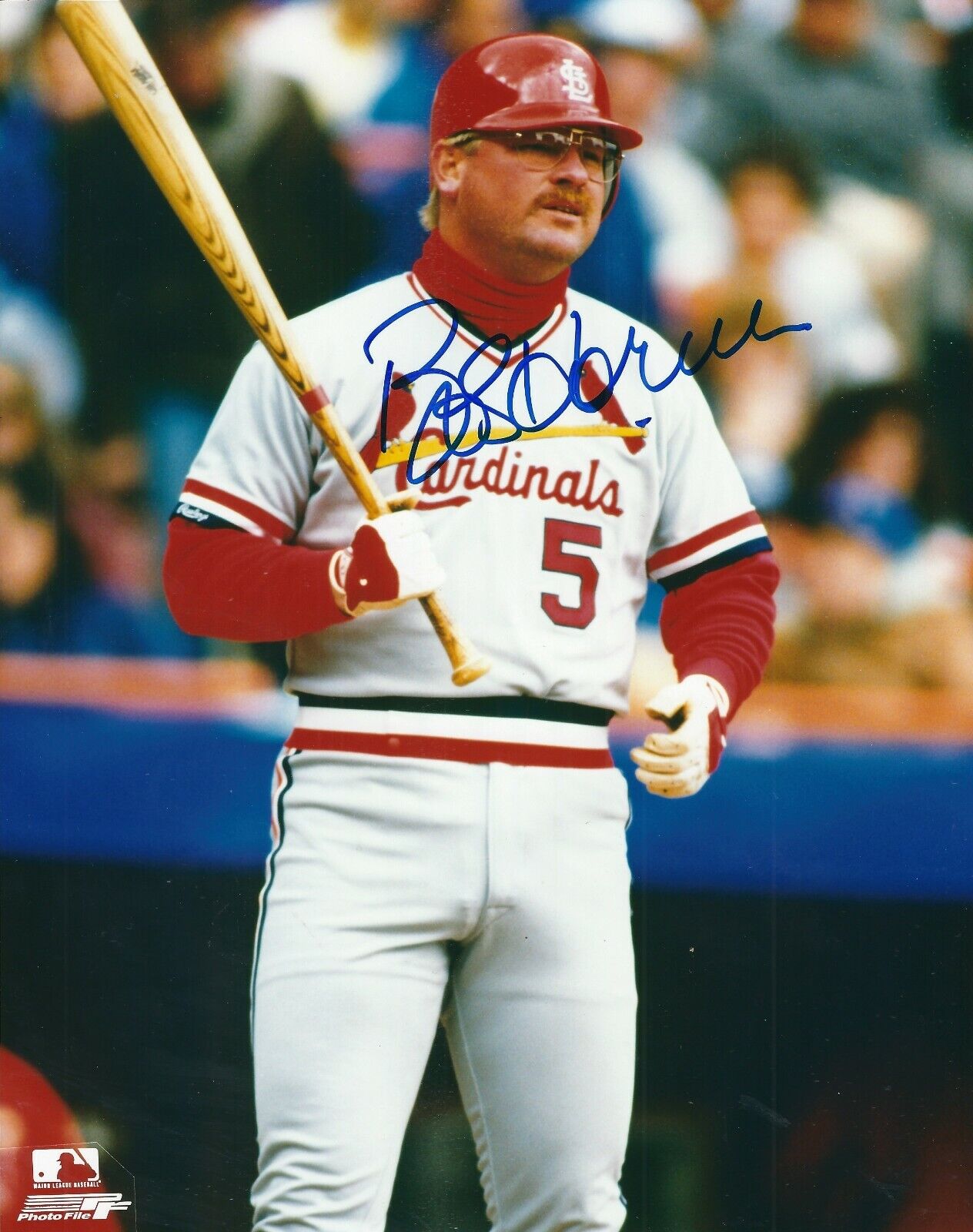 Signed 8x10 BOB HORNER St. Louis Cardinals Autographed Photo Poster painting COA