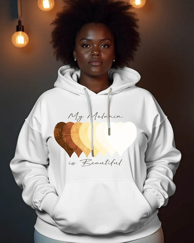 Women's My Melanin Is Beautiful Printed Long Sleeve Pocket Hoodie