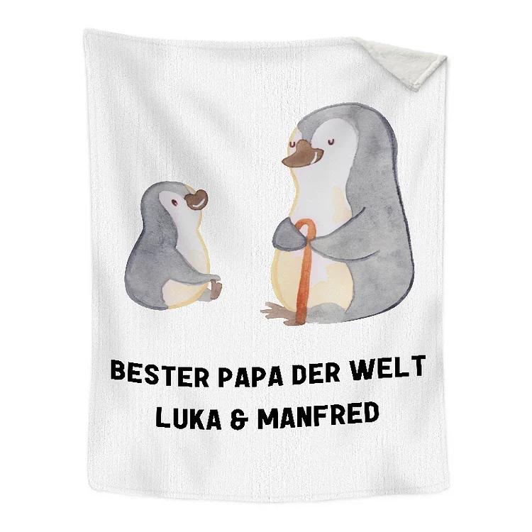 Welt- Personalisierbarer Kettenmachen Pinguin Geschenk - Papa Text für Decke Vater der Bester