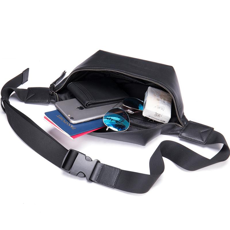 Urban Simple Style Leather Chest Bag Multifunctional Waist Bag Casual Crossbody Bag
