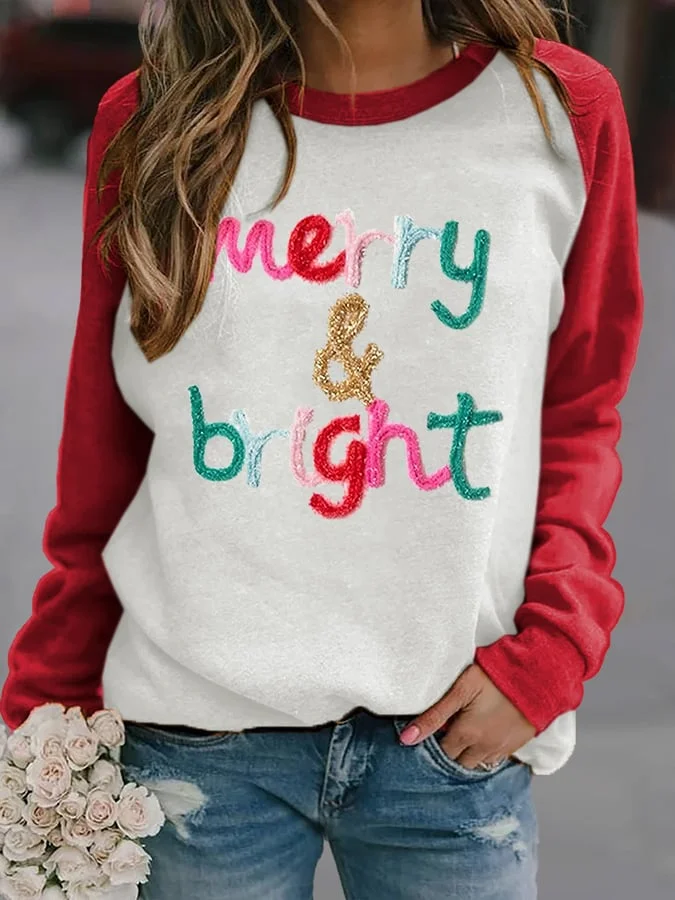 Christmas Merry & Bright Print Sweatshirt