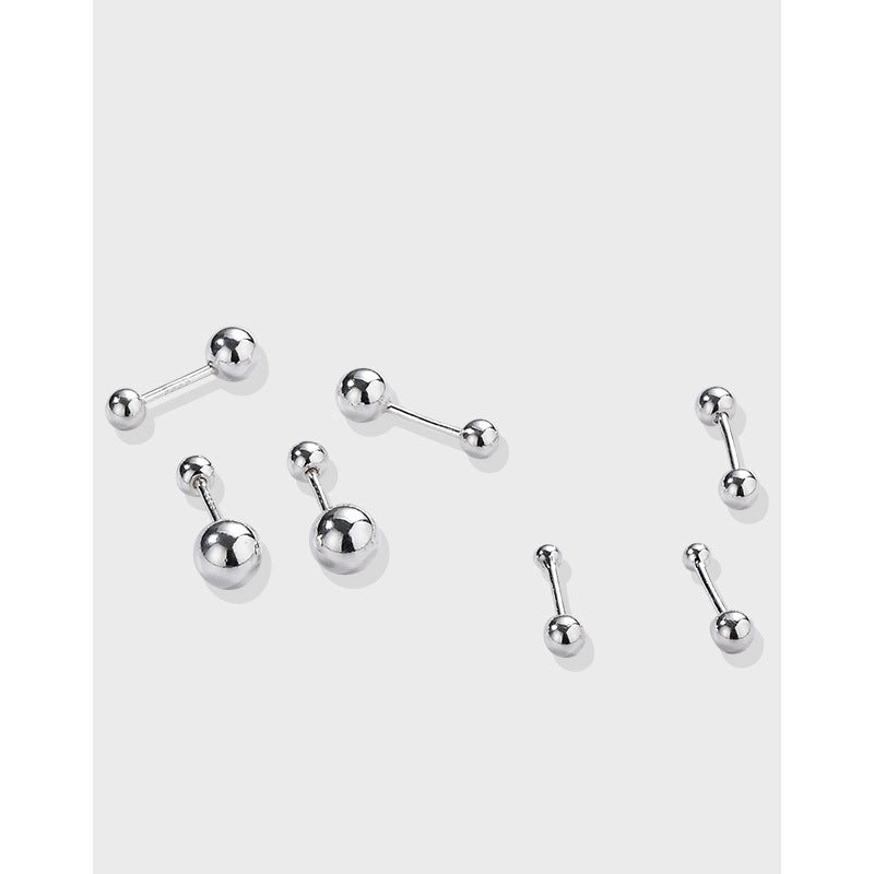 1 Pair 925 Sterling Silver Geometric Solid Color Ear Studs