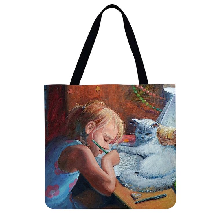 【Only 2Pcs Left】Cat - Linen Tote Bag