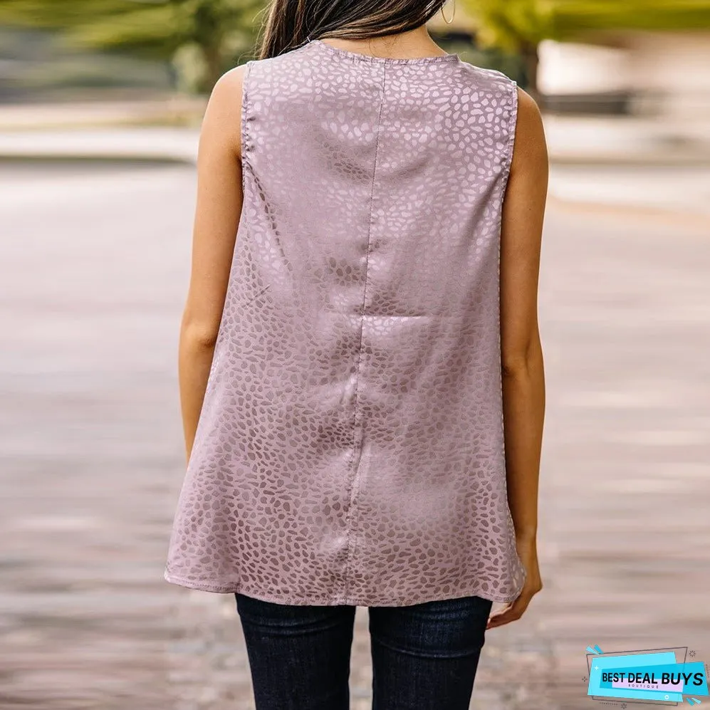 Loose pile collar vest sleeveless top
