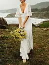 Crochet Backless Flared Sleeves Maxi Dress