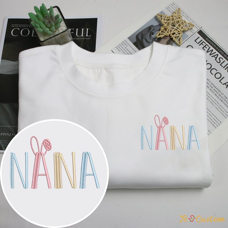 TOSCUSTOM™ Nana Bunny Embroidered Sweatshirt Easter Gifts For Grandma