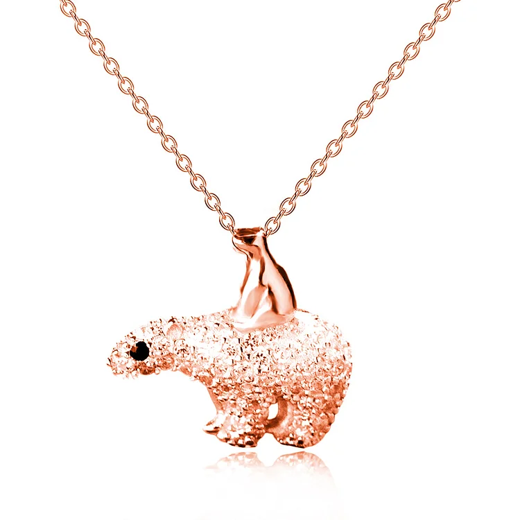 For Mom - S925 You are The Best Mama bear in the World Diamond Bear Necklace
