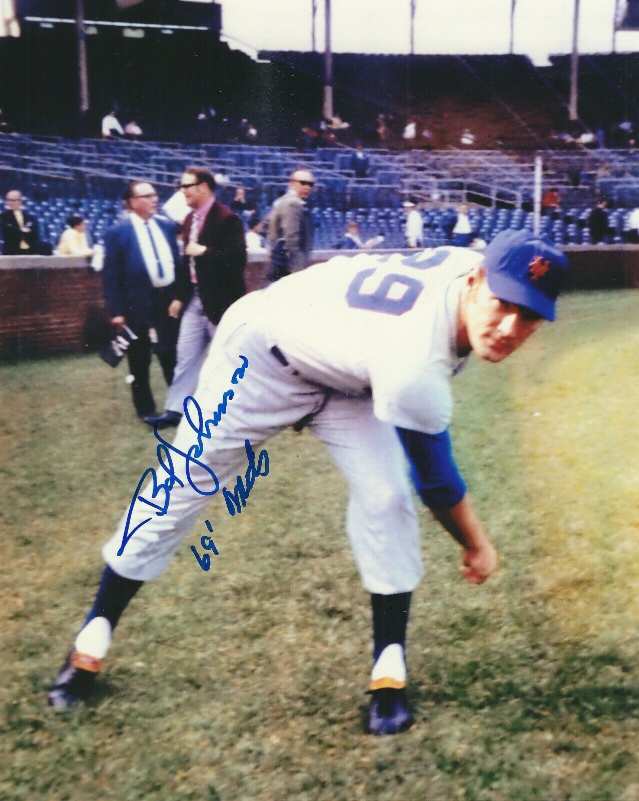 Signed 8x10 BOB JOHNSON 69 Mets