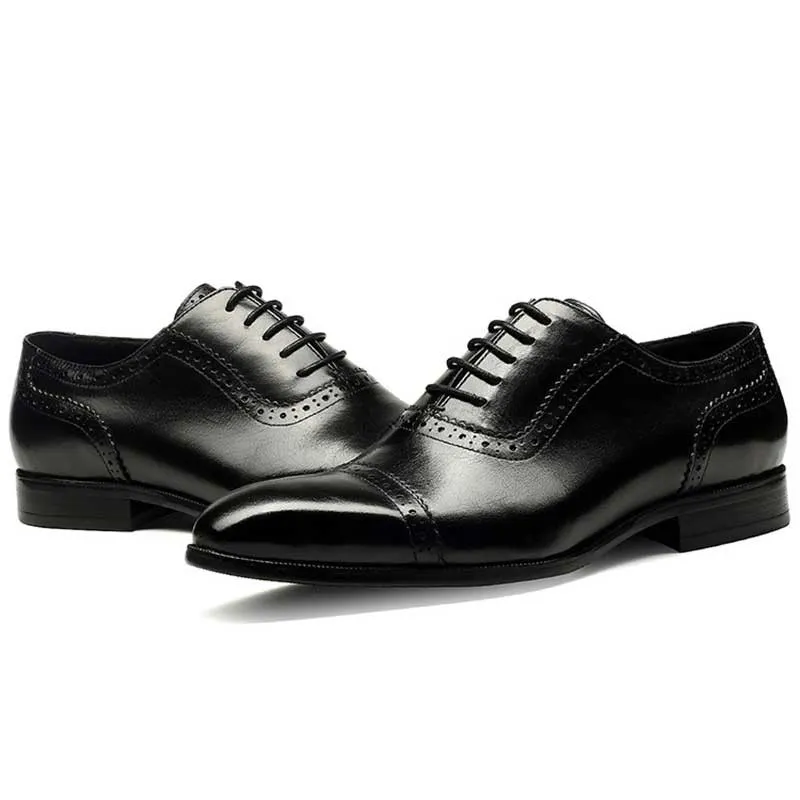 Grimentin black Oxford shoes Mens Black Genuine Leather Oxford Dress Shoes: Free Shipping main image 2