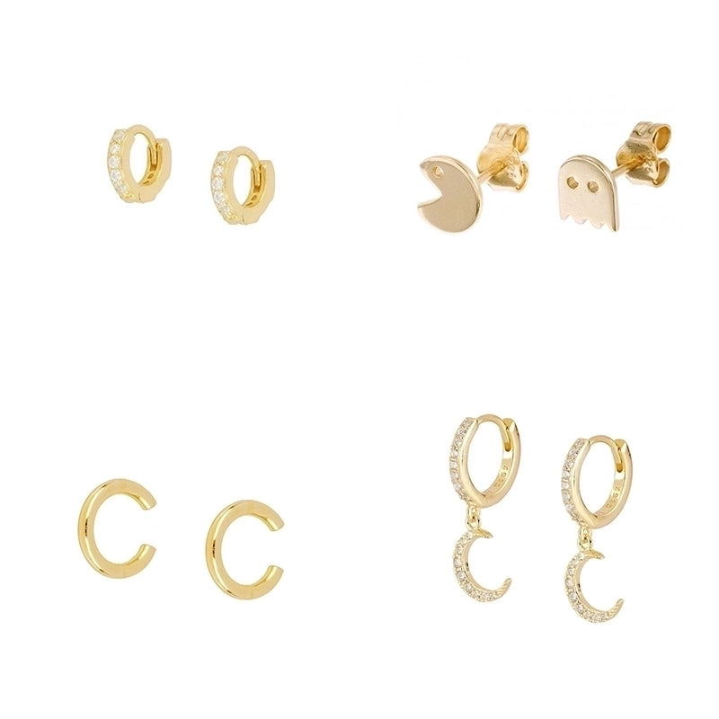 1 Pair Casual Minimalist Geometric Plating Inlay Copper Zircon 18k Gold Plated Hoop Earrings Ear Cuffs Ear Studs