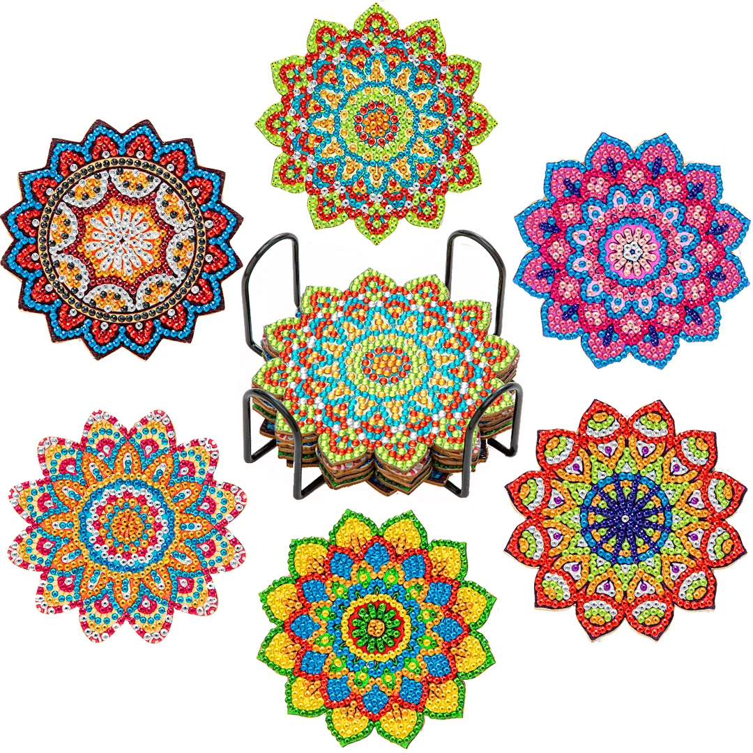 DIY Wooden Mandala Flower Coasters Diamond Painting Kits for Beginners, Adults & Kids Art Craft Supplies