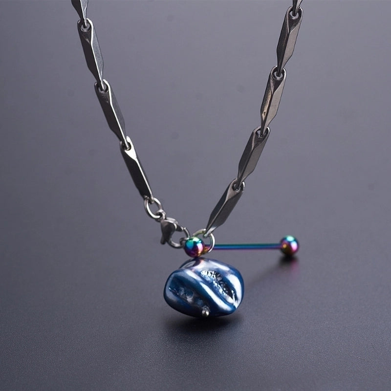 Hip-Hop Retro Solid Color 304 Stainless Steel Chain 18K Gold Plated Men's Pendant Necklace