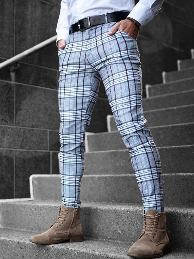 Men's Check Slim Stretch Pants 