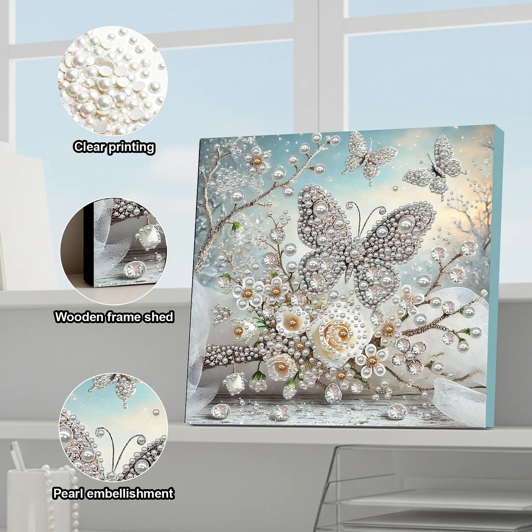 Pearl Butterfly Garden DIY Pearl Art Diamond Painting 30x30cm for Home Decor