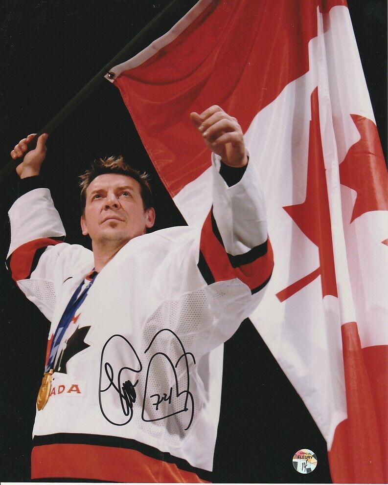 THEOREN FLEURY SIGNED 2002 TEAM CANADA 8x10 Photo Poster painting! THEO CALGARY FLAMES Autograph