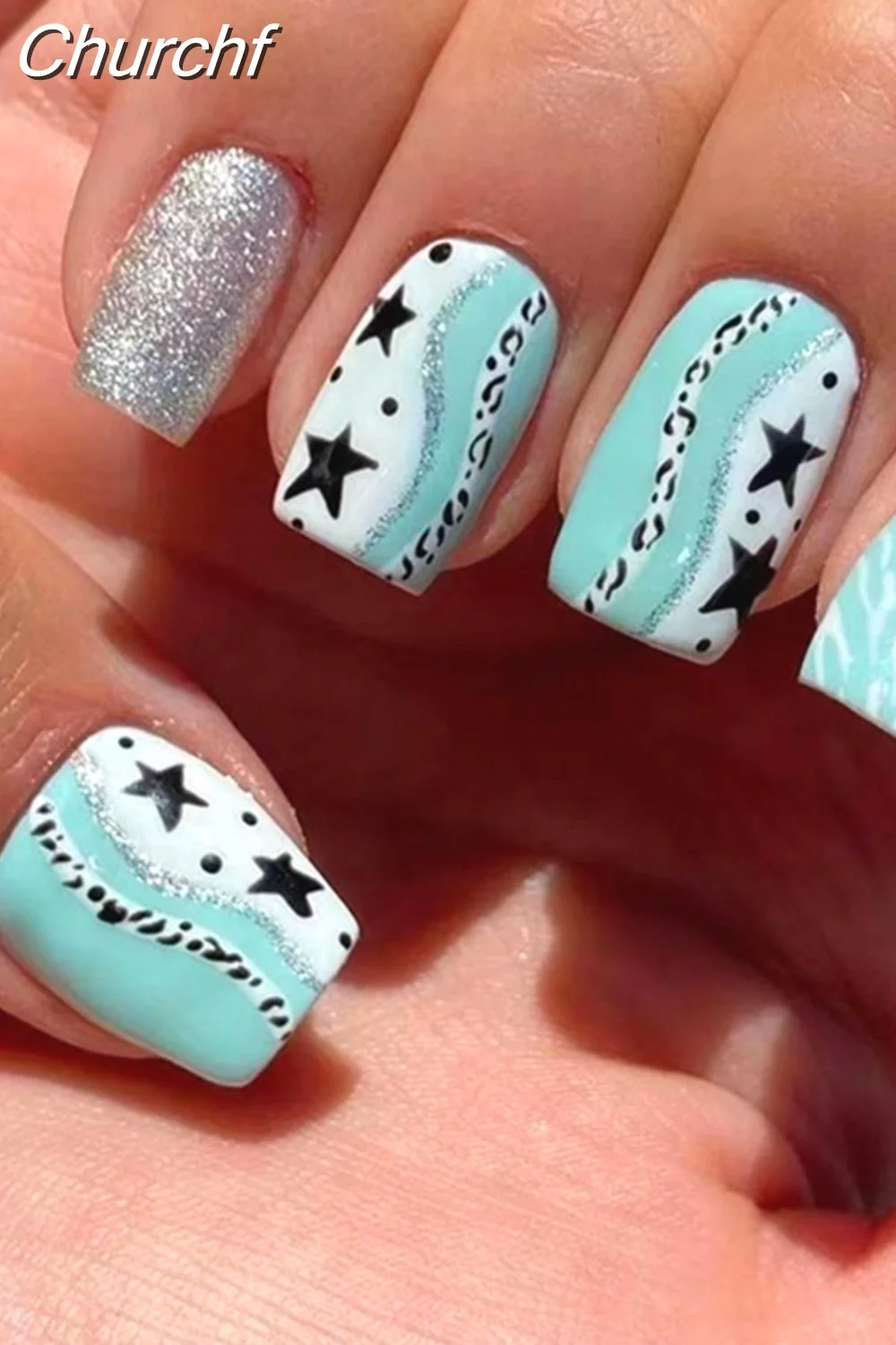 Churchf Short French False Nail Simple Square Head Fake Nails Press on Nail Wearable Full Cover Artificial Nail Tips Manicure-Nail Inspo