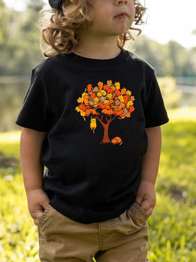 Tree Of Cats Printed Boy's T-Shirt