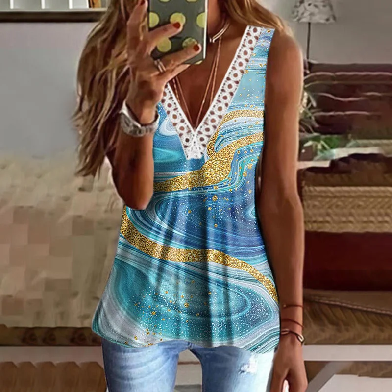 Marble Patterns Tie Dye Sleeveless Vest