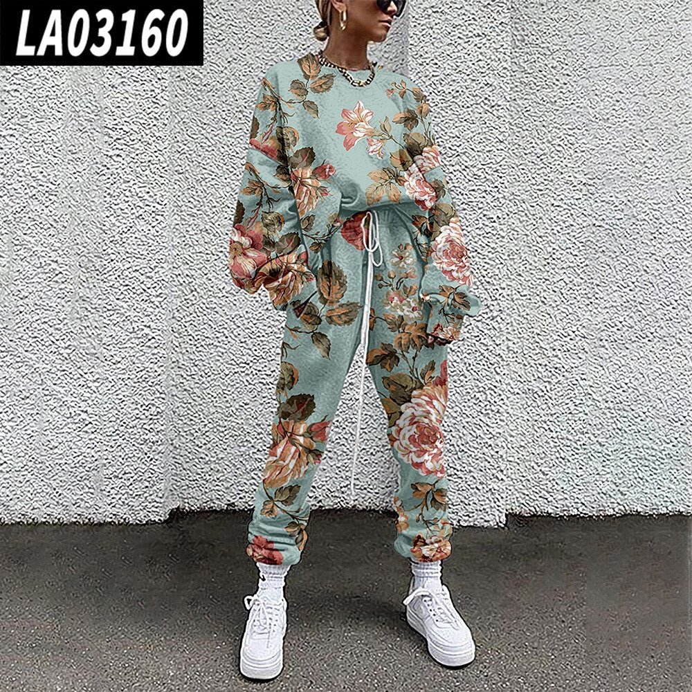 2021 New Women's Digital Printed Grass Pattern Suit Autumn and Winter Clothing