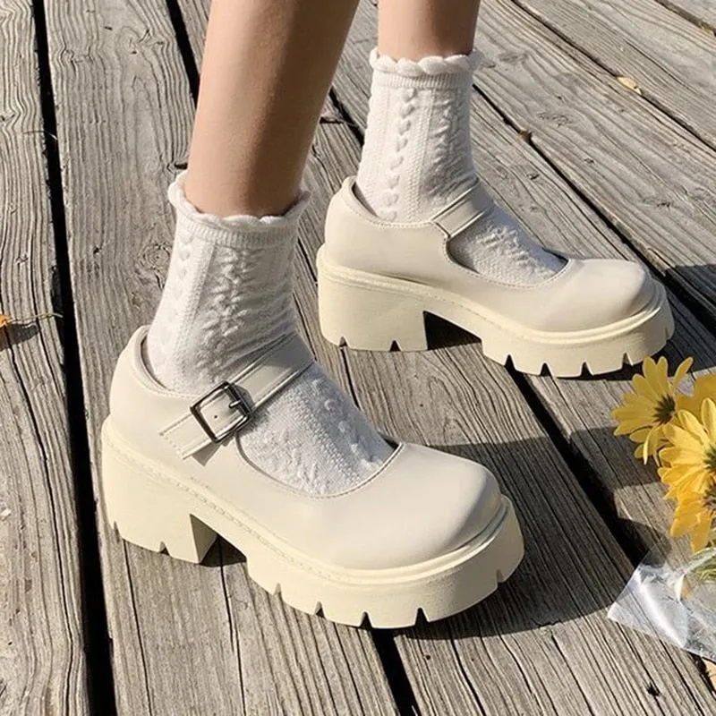 Lolita Shoes Women Japanese Mary Jane Shoes Women Vintage Girls Students JK Uniform High Heel Platform Shoes Cosplay Plus Size