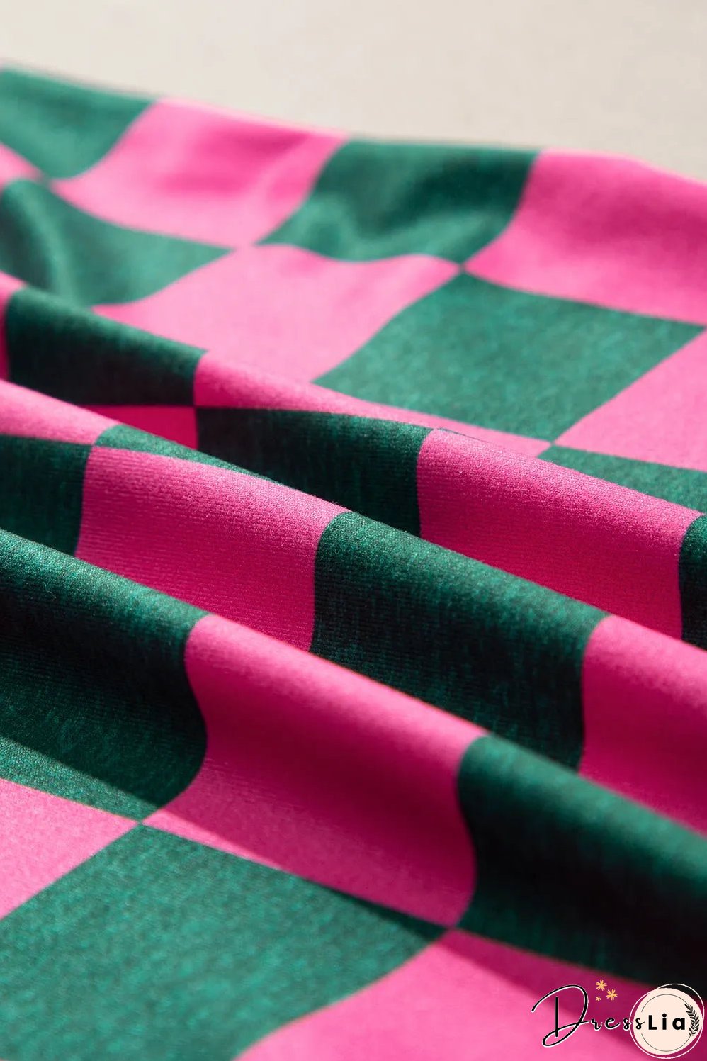 Rose Checkered Print Side Slit High Waist Midi Skirt