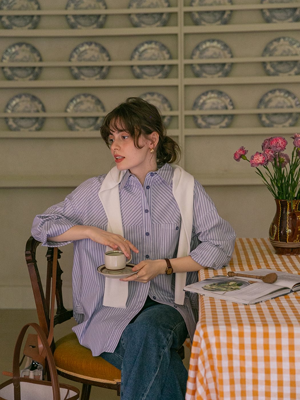 French Striped Paneled Shirt