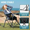Portable Folding Camping Rocking Chair High Back Mesh Chair with Pillow, Cup Holder and Carry Bag for Lawn, Patio, Garden, Outdoor