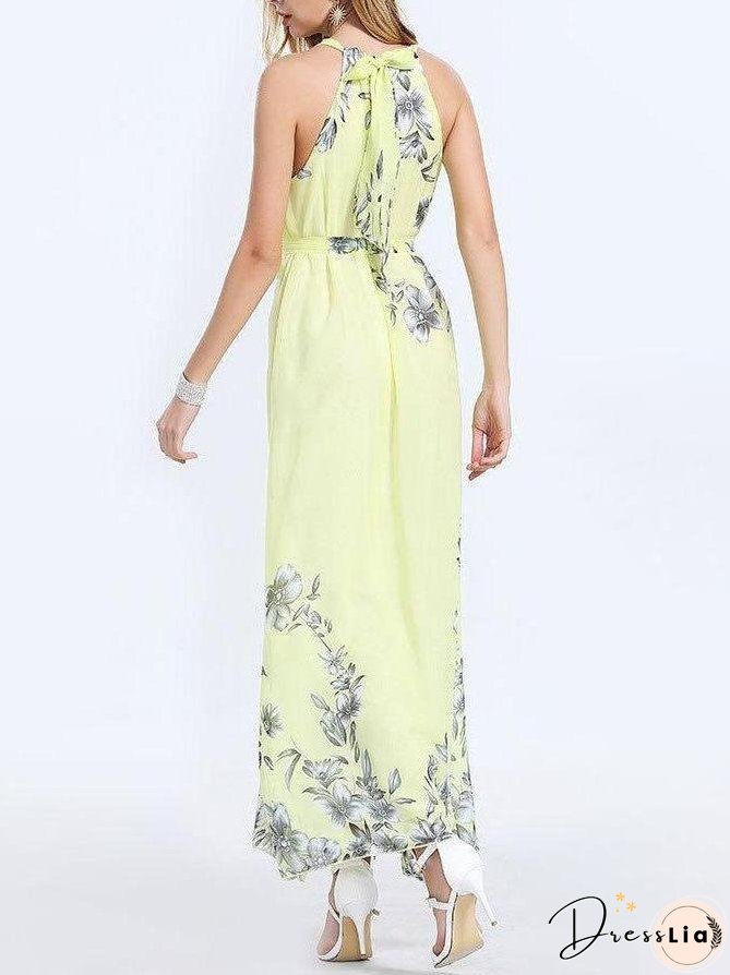 Slim Fit Sleeveless Print Dress for Women