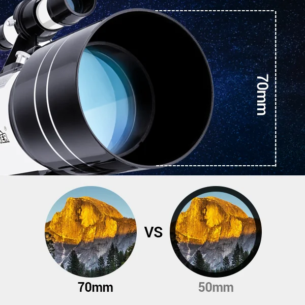 70mm Telescopes for Kids Adults Beginners, Potable Telescope with Adjustable Tripod, 12X-50X Astronomy Telescope